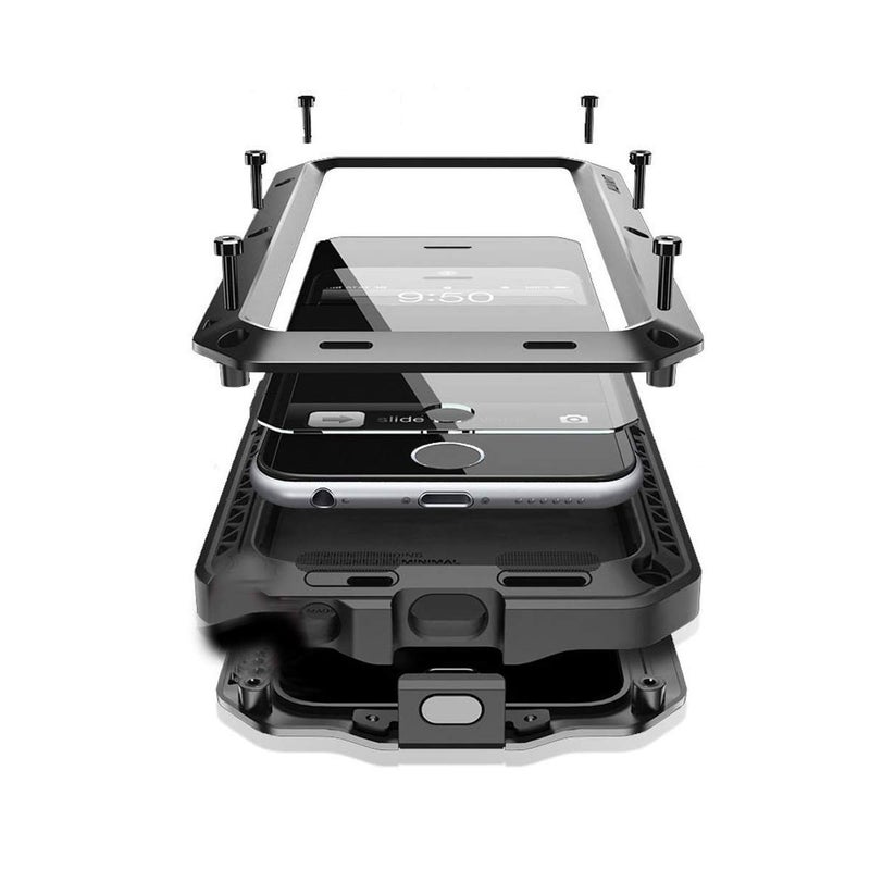 Marrkey Compatiable with iPhone 15 Case,360 Full Body Protective Cover Heavy Duty Shockproof Tough Armour Aluminum Alloy Metal Case with Silicone Built-in Screen Protector - Black - Image 1