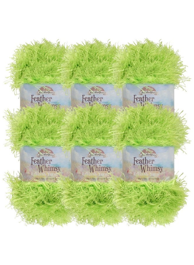 BambooMN - Jubileeyarn Feather Whimsy Eyelash Yarn 50G/Skein Fine Polyester Fur Pear Green 6 Skeins - Image 1
