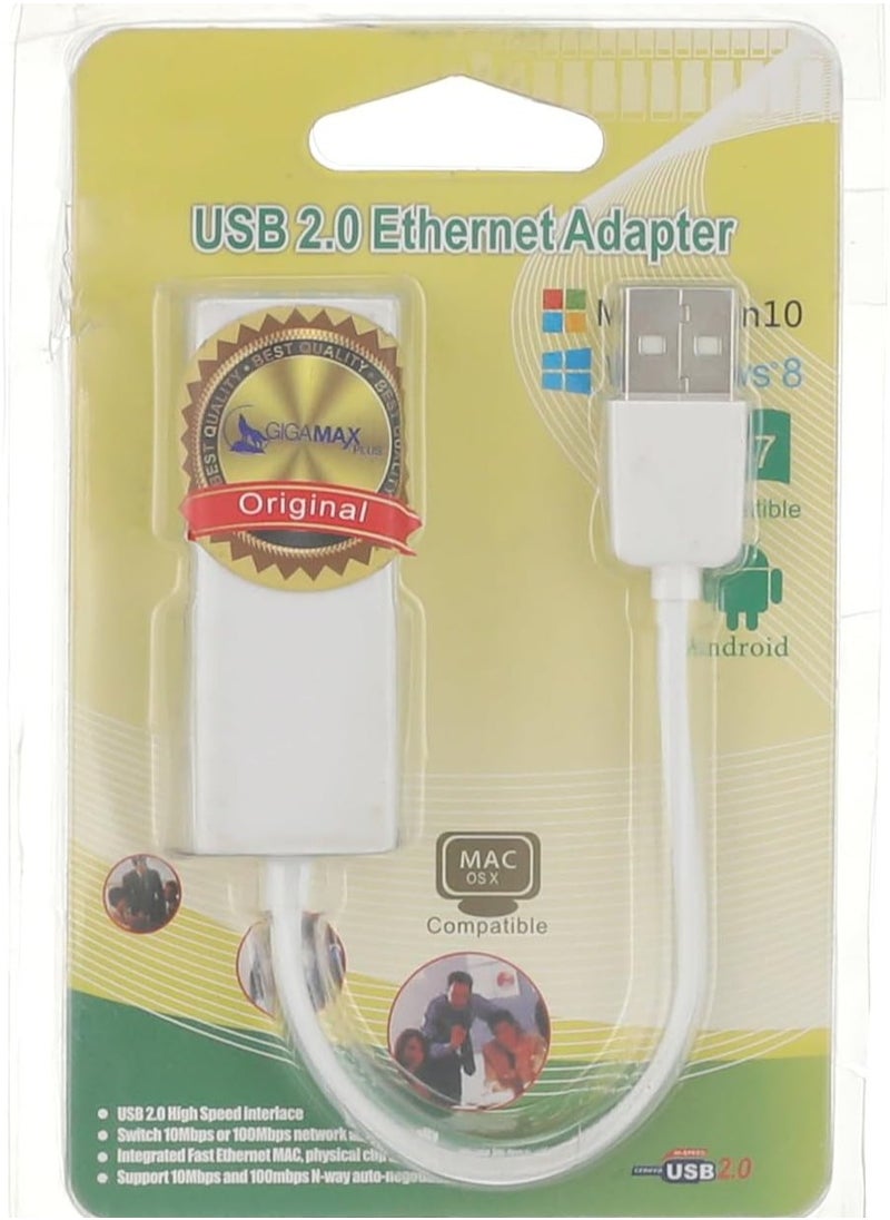 Max - USB 2.0 Ethernet 10/100Mbps RJ45 Network LAN Card Adapter with 3-Port USB Hub – High-Speed Internet Connection for PC, Laptop, and Desktop - Image 1