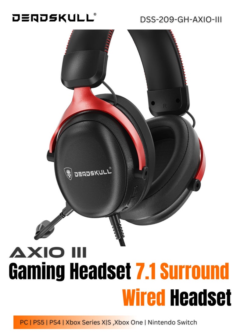 DEADSKULL AXIO-III Gaming Headset 7.1 Surround for PC PS4 PS5 Xbox One Nintendo Switch Wired Headset