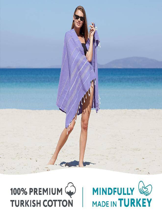 WETCAT Turkish Beach Towel Oversized 38x71 100% Cotton Sand Free Quick Dry Towel Extra Large Turkish Towel Light Travel Towel for Adults Beach Gifts Beach Accessories - Dark Purple - Image 2