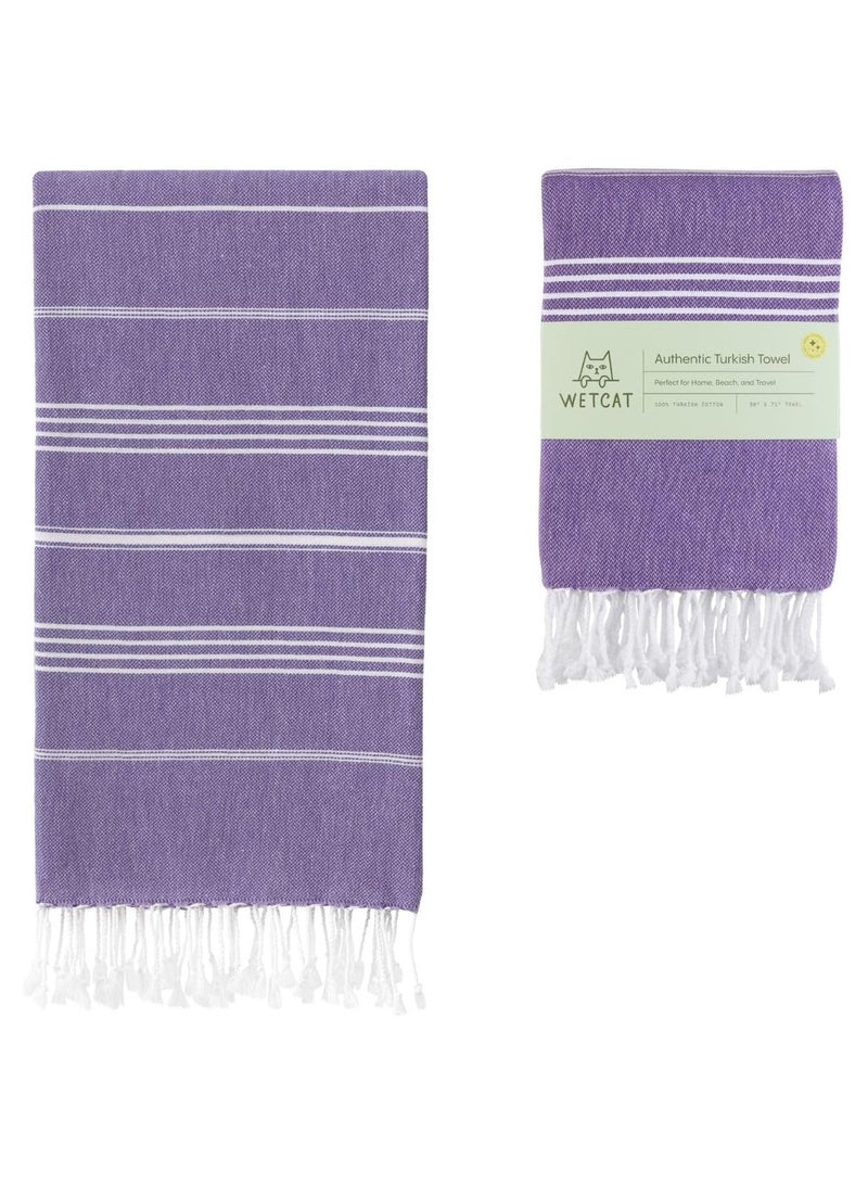 WETCAT Turkish Beach Towel Oversized 38x71 100% Cotton Sand Free Quick Dry Towel Extra Large Turkish Towel Light Travel Towel for Adults Beach Gifts Beach Accessories - Dark Purple - Image 1