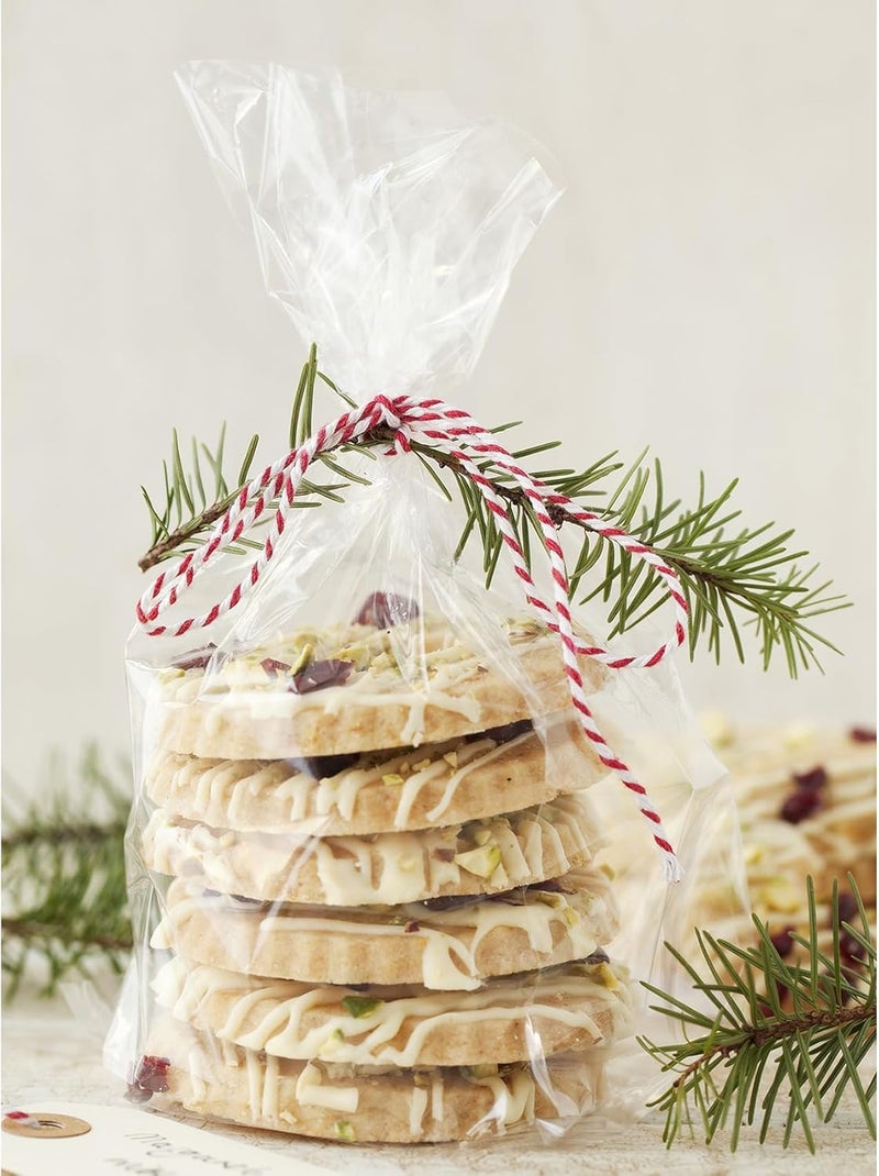 Morepack أكياس سيلوفان ذات قاع مسطح، 100 قطعة 6x2x10 بوصة أكياس سيلوفان شفافة مع 100 رباط ملتوي (بدون جوانب جانبية) - Image 4