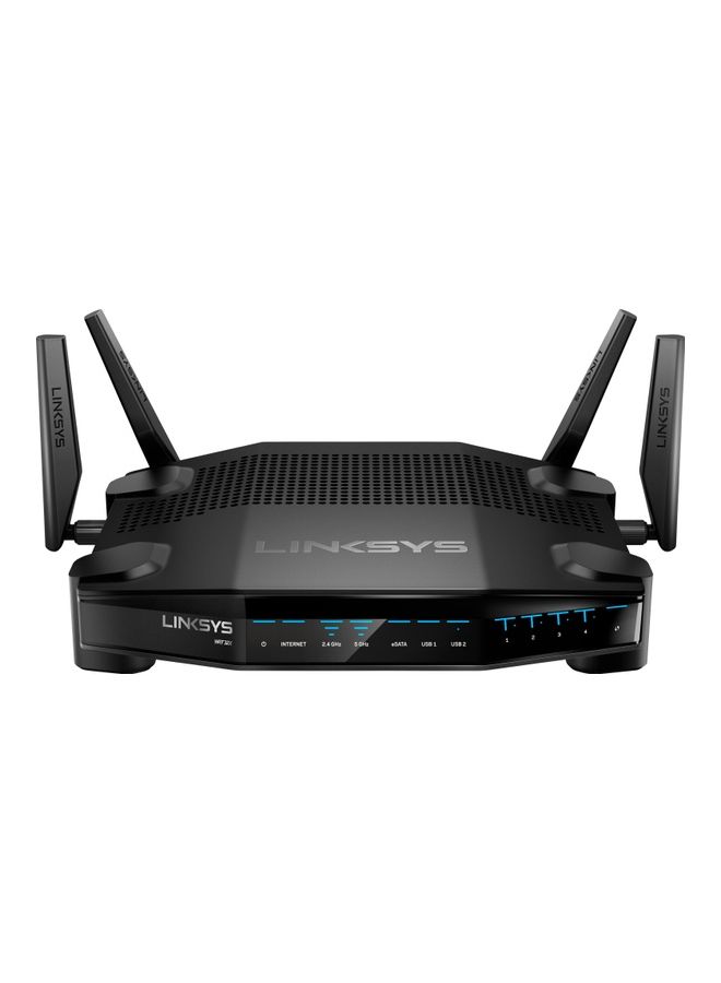 لينكسيس WRT32X، راوتر ألعاب AC3200 Wi-Fi مفتوح المصدر مع محرك تحديد الأولويات القاتل، وتقنية MU-MIMO، ومحول إيثرنت مدمج بأربعة منافذ، ومنفذ USB 2.0/eSATA ومنفذ USB 3.0 أسود أسود - Image 1