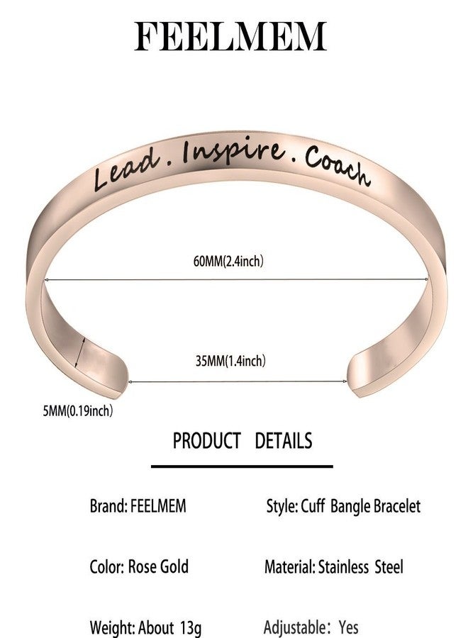 FEELMEM Cheerleader Bracelet Lead Inspire Coach Cuff Bangle Bracelet,Cheer Jewelry(RG) - Image 2