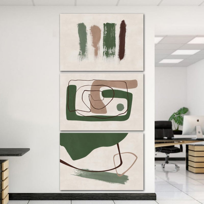 ماركتنا ثلاث لوحات قماشية بتصميم تجريدي مع برواز مجوف مقاس (90×40) ثلاث قطع - Image 1