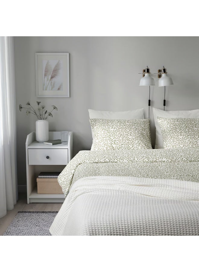 غطاء لحاف و2 غطاء وسادة، أبيض/أخضر، 240x220/50x80 سم - Image 3