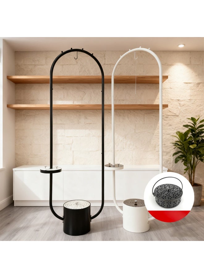 حامل مبخرة الملابس - حامل مبخرة بطول 185 سم مزود بخطافات قماش وفتحات لنشر العطر - تصميم أنيق ومتين للاستخدام المنزلي والمتاجر. - Image 3