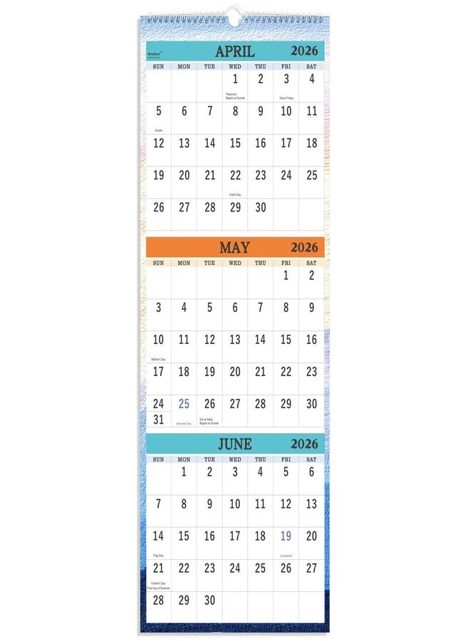 بوكول تقويم حائط 2026-2027 - من أبريل 2026 إلى يوليو 2027، تقويم عمودي لعرض 3 أشهر 2026-2027، مخطط تقويم، 11 بوصة × 26 بوصة، كبير، مسطح، مثالي لجدولك المزدحم - Image 1