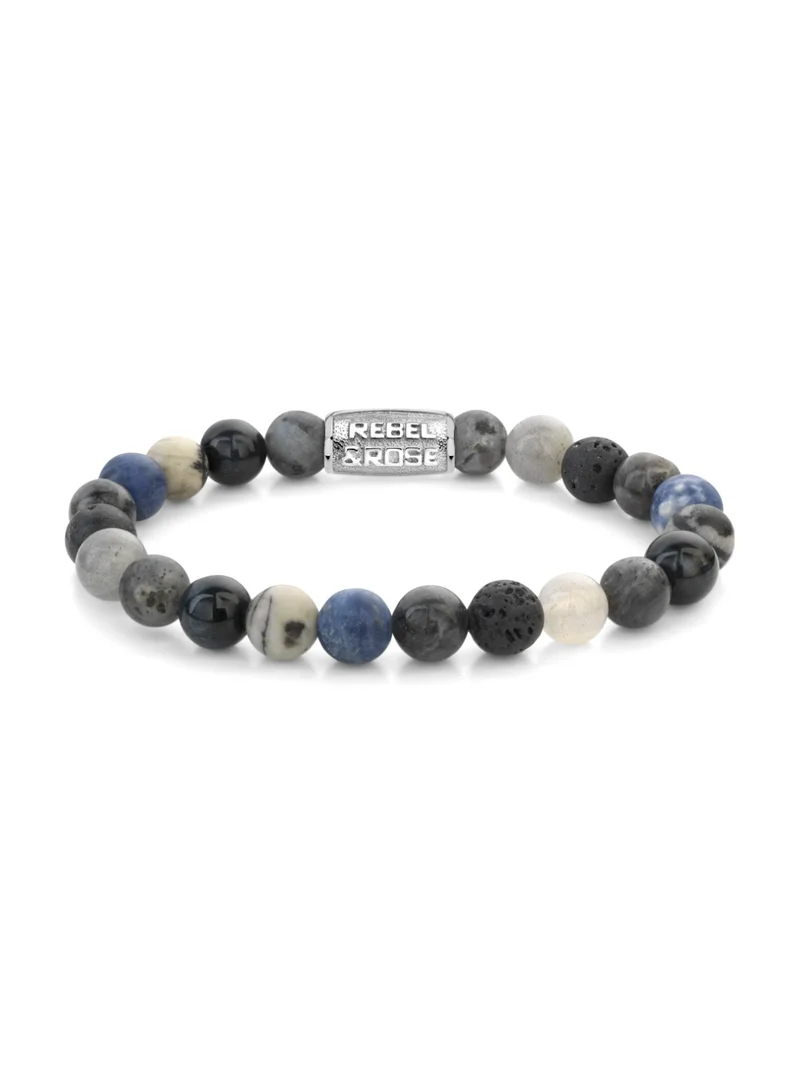 Rebel & Rose Men's Mountain High Beaded Bracelet, 8 mm Mixed Natural Stones