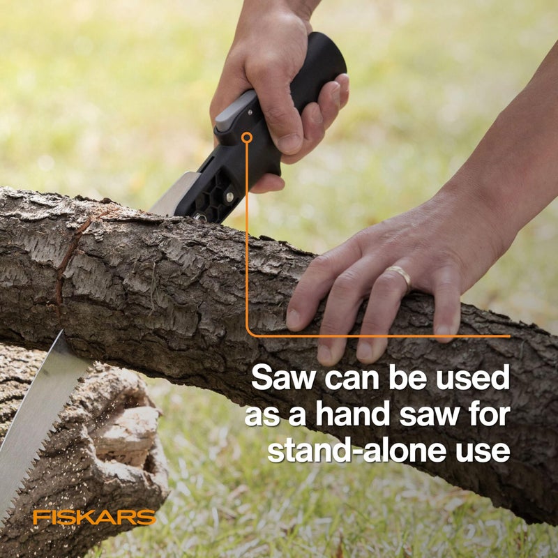 Fiskars XtendControl 12' Tree Pruner with 15" X1 Triple-Grind Saw, Two 3-6 Ft Extension Poles for Overhead Branch Trimming, Lightweight Aluminum Pole Saw with Secure Double-Locking System, Orange - Image 5