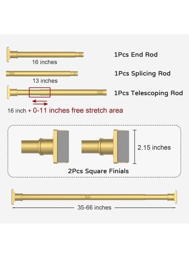 UIOSANRT Gold Shower Curtain Rod 35-66 Inches Non-Slip Shower Rod Tension Mounted No Drill, Adjustable Tension Curtain Rod for Windows Bathroom - Image 5