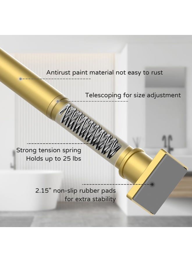 UIOSANRT Gold Shower Curtain Rod 35-66 Inches Non-Slip Shower Rod Tension Mounted No Drill, Adjustable Tension Curtain Rod for Windows Bathroom - Image 4