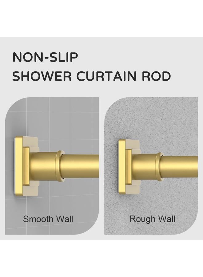 UIOSANRT Gold Shower Curtain Rod 35-66 Inches Non-Slip Shower Rod Tension Mounted No Drill, Adjustable Tension Curtain Rod for Windows Bathroom - Image 2