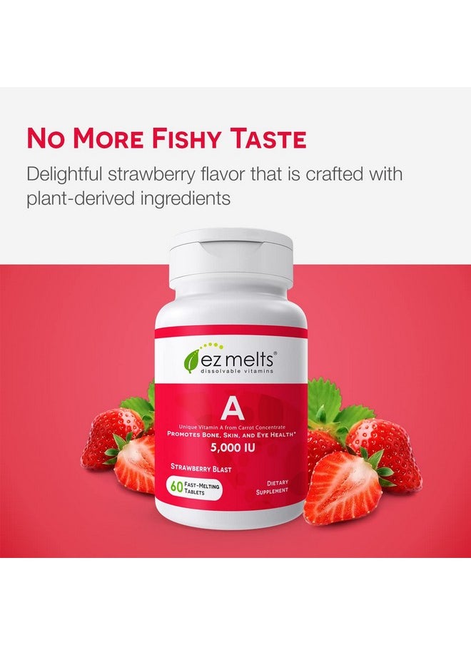 EZ Melts - Vitamin A 5000 Iu As Retinol Supplements Dissolvable Vitamin A Supplement To Support Immune Skin & Eye Health Vegan Vitamin A Supplements Retinol Vitamin A Tablets With Zero Sugar - Image 1