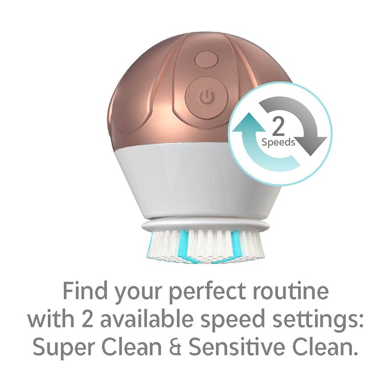 TAO Clean Ona Diamond Orbital Facial Brush and Cleansing Station, Electric Face Cleansing Brush with Ergonomic Handle, Dual Speed Settings, Rose Gold - Image 4
