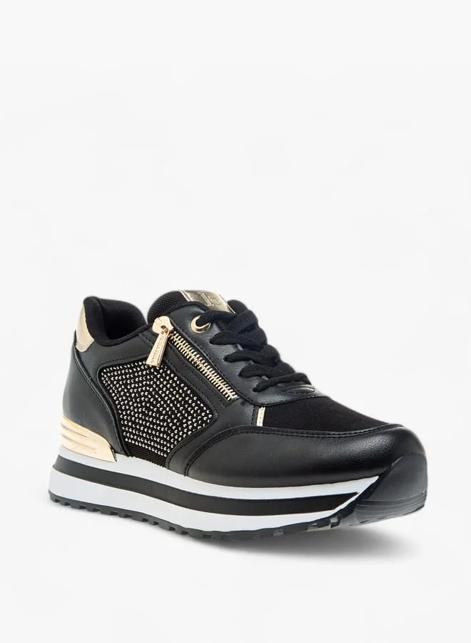 Flora Bella By Shoexpress Women Panelled Sneakers with Lace-Up Closure