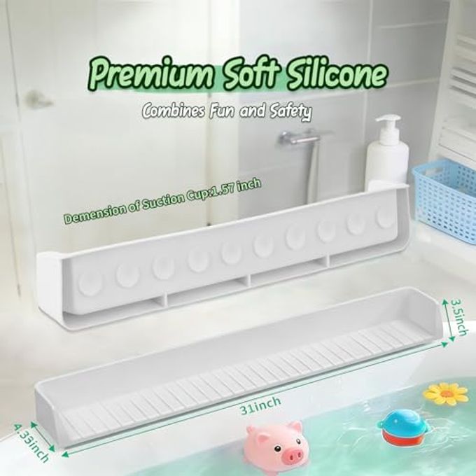 TYASDBA Splash Guard For Bathtub Kids Silicone Bathtub Splash Guard With 11 Suction Cups, Bath Tub Play Shelf For Kids & Toy Holder, Prevent Water Spill In Bathroom, Fun Bath Time For Toddlers Baby(Grey) - Image 5
