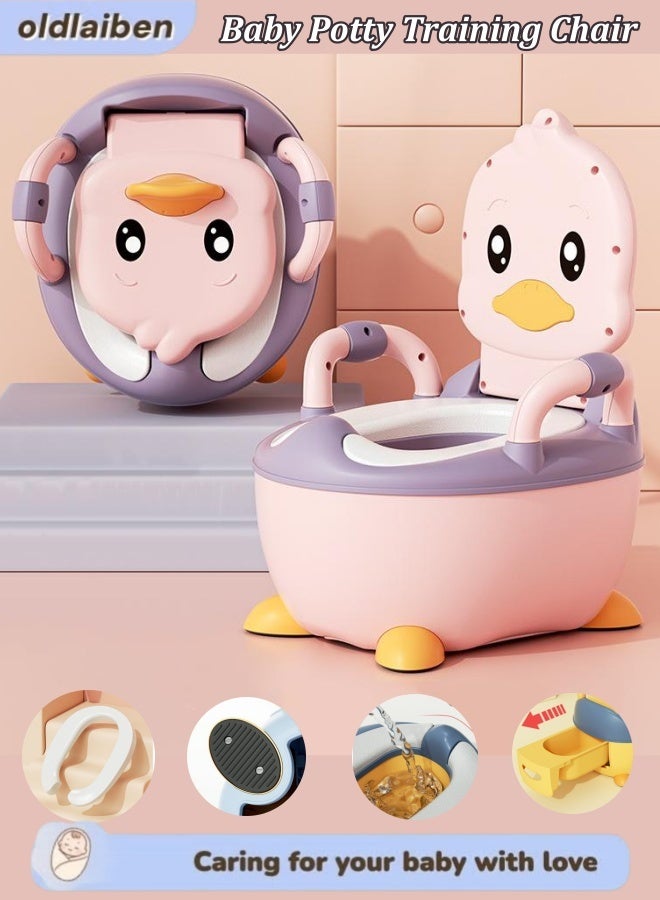 oldlaiben Baby Potty Training Chair, Baby Toilet Seat Splash-Proof Potty Training Seat Kids Travel Potty Trainer Seat Potty Training Potty System with PVC Cushion & Drawer & Handles (Pink) - Image 1