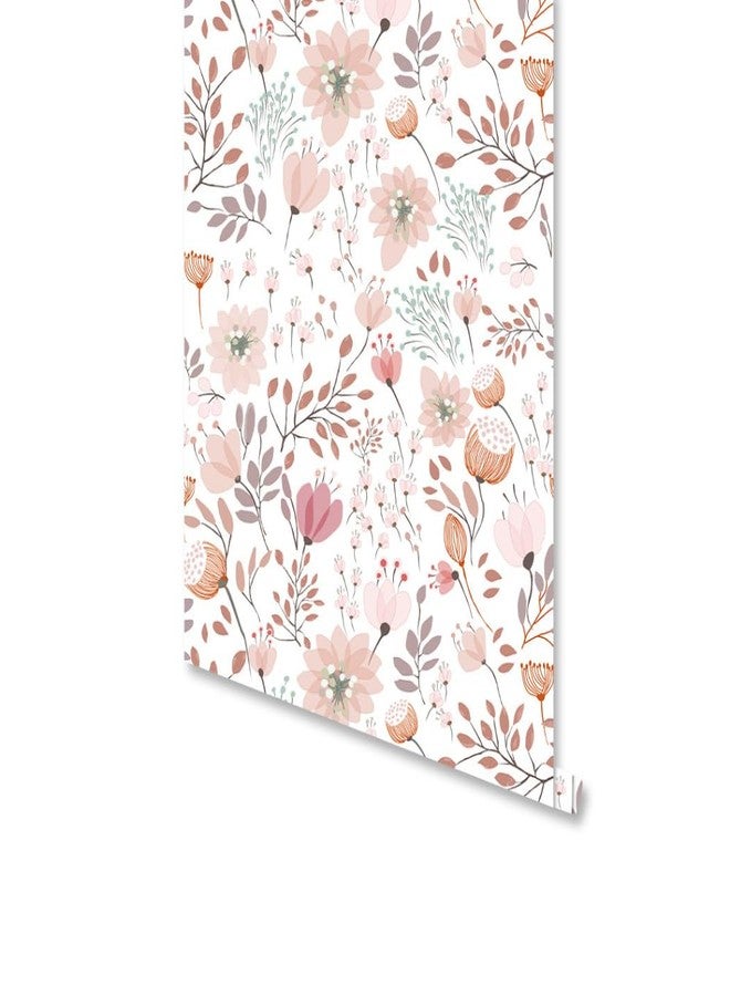 GeRRiT 17.7"x118.1" Sweet Girls Room Decor Peel and Stick Boho Pink Floral Peel Stick Wallpaper Contact Paper Removable Self Adhesive Flower Wallpaper for Walls Bedroom Home Decoration - Image 2