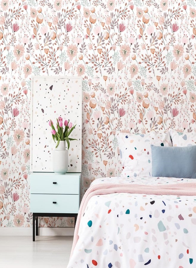 GeRRiT 17.7"x118.1" Sweet Girls Room Decor Peel and Stick Boho Pink Floral Peel Stick Wallpaper Contact Paper Removable Self Adhesive Flower Wallpaper for Walls Bedroom Home Decoration - Image 3