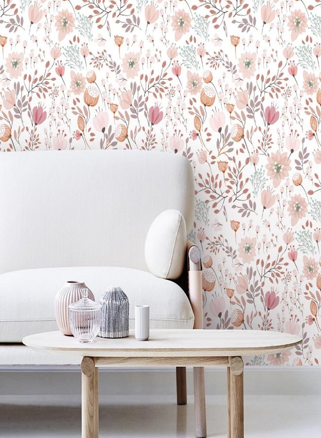 GeRRiT 17.7"x118.1" Sweet Girls Room Decor Peel and Stick Boho Pink Floral Peel Stick Wallpaper Contact Paper Removable Self Adhesive Flower Wallpaper for Walls Bedroom Home Decoration - Image 4
