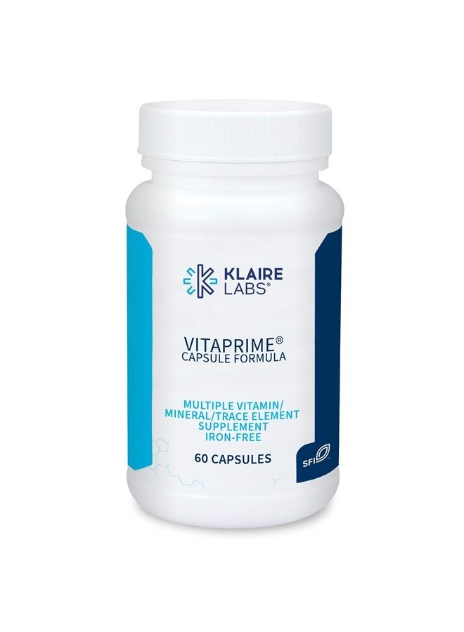 Klaire Labs Vitaprime - Twice Daily Iron-Free Multivitamin & Mineral with Metafolin Folate (60 Capsules) - Image 1