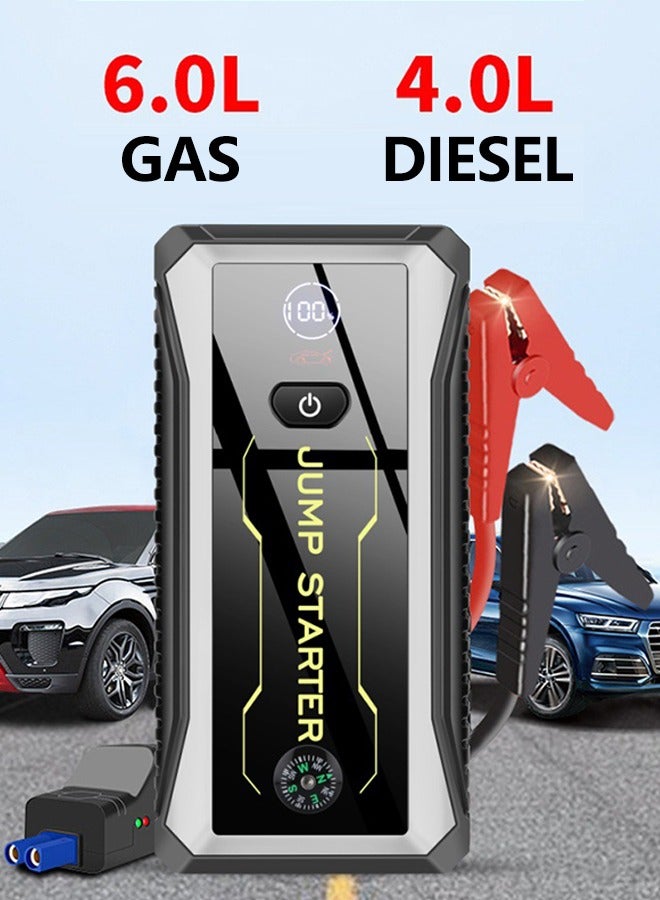 Generic Car Jump Starter, 1600A Jump Starter Battery Pack for Up to 6.0L Gas and 4.0L Diesel Engines, 12V Portable Jump Box with LCD Display, 3 Modes Flashlight and Protective Carrying Case  - Image 2