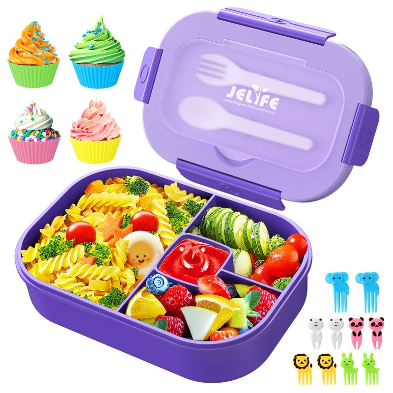 Jelife Kids Bento Box  Large 1300ml BPA Free Lunch Box Ideal Leak Proof Bento for Kids  Teens Purple