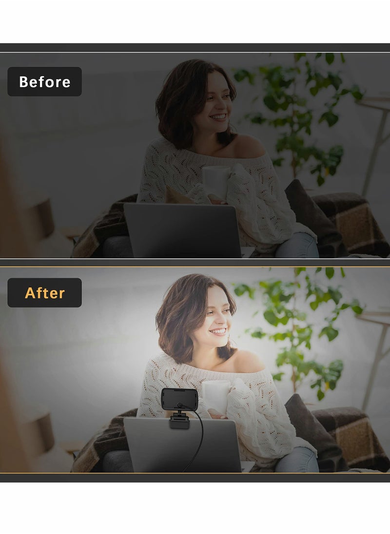 حلقة إضاءة للكمبيوتر المحمول مع مشبك وحامل ثلاثي القوائم لعقد المؤتمرات عبر الفيديو والبث المباشر