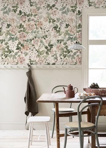 CiCiwind Peel and Stick Wallpaper Vintage Floral Contact Paper Farmhouse Flower Removable Self Adhesive Retro Rustic Wall Paper for Bedroom Bathroom Cabinets 17.3" × 78.7" - Image 3