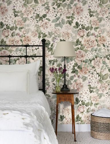 CiCiwind Peel and Stick Wallpaper Vintage Floral Contact Paper Farmhouse Flower Removable Self Adhesive Retro Rustic Wall Paper for Bedroom Bathroom Cabinets 17.3" × 78.7" - Image 4