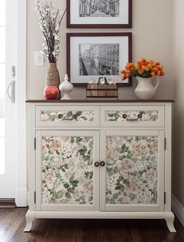 CiCiwind Peel and Stick Wallpaper Vintage Floral Contact Paper Farmhouse Flower Removable Self Adhesive Retro Rustic Wall Paper for Bedroom Bathroom Cabinets 17.3" × 78.7" - Image 2