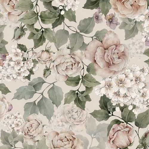 CiCiwind Peel and Stick Wallpaper Vintage Floral Contact Paper Farmhouse Flower Removable Self Adhesive Retro Rustic Wall Paper for Bedroom Bathroom Cabinets 17.3" × 78.7" - Image 1