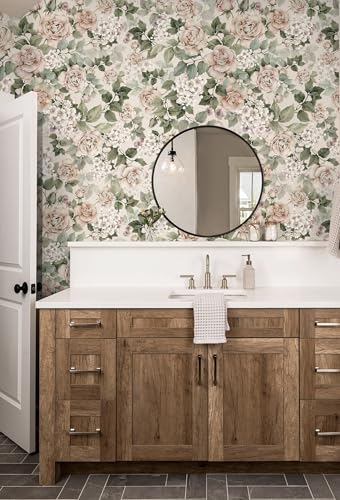 CiCiwind Peel and Stick Wallpaper Vintage Floral Contact Paper Farmhouse Flower Removable Self Adhesive Retro Rustic Wall Paper for Bedroom Bathroom Cabinets 17.3" × 78.7" - Image 5