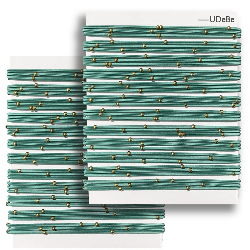 UDeBe Fashion Hair Ties with Golden Beads Thin Hair Elastics Tie for Thick Hair 24 PCS Green
