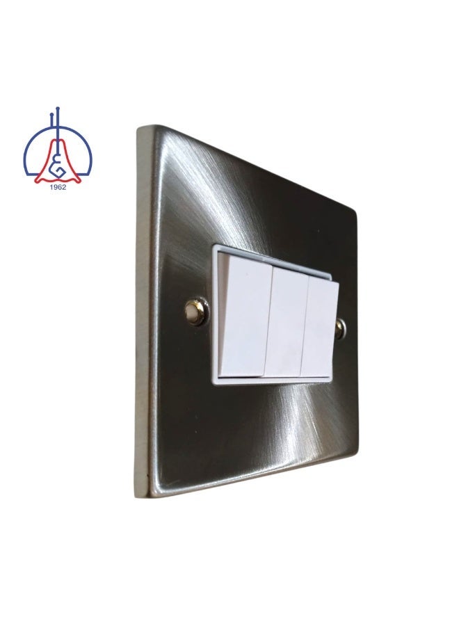 AL SALHIYA LIGHTING 3Gang 2Way Switch 10Amp T306GB  - Satin - Image 1