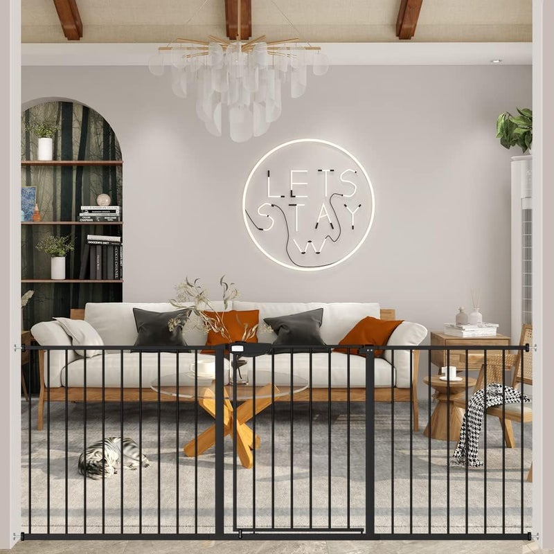 DEARBB Triple Lock Baby Gate for Stairs Doorways and House 31 to 86 Extra Wide Pressure Mounted Easy Walk Through Auto Close Safety Pet Gate Black 67327677