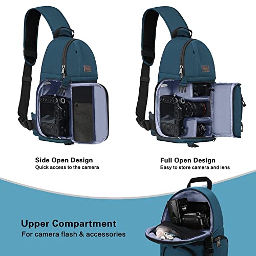 MOSISO Camera Sling Bag DSLRSLRMirrorless Camera Case Shockproof Photography Camera Backpack with Tripod Holder Removable Modular Inserts Compatible with CanonNikonSonyFuji Deep Teal - Image 3