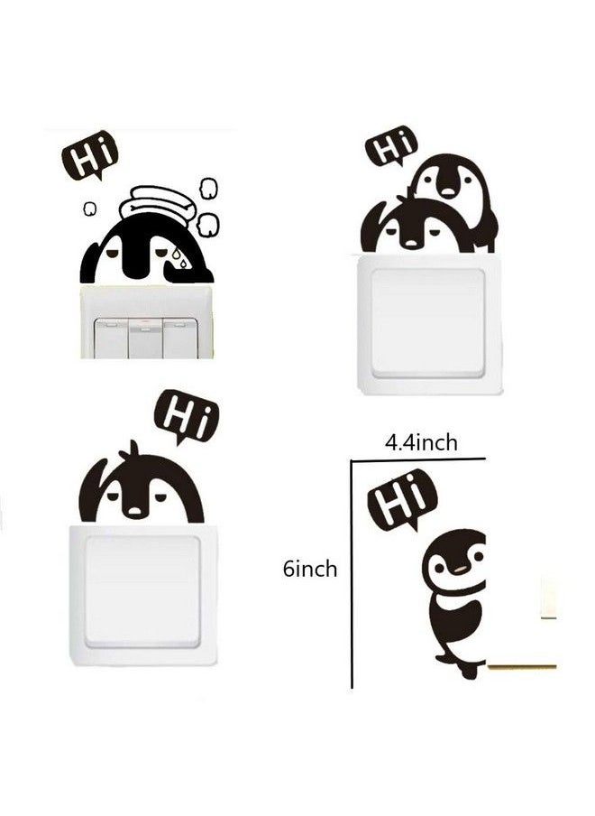 Adam Victor Removable Switch Stickers 4 Cute Penguins Cartoon Wall Sticker Light Switch Decor Decals Family Diy Decor Art Stickers Home Decor Wall For Kids Bedroom Office Home Decoration  - Image 5