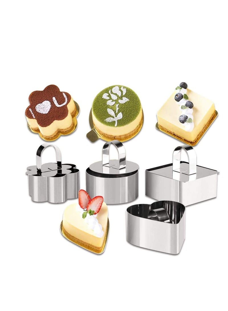 SYOSI Stainless Steel Cooking Rings Set with Pusher Stainless Steel Food Rings for Cooking Crumpets Eggs Pastry Mousse Desserts  - Image 1