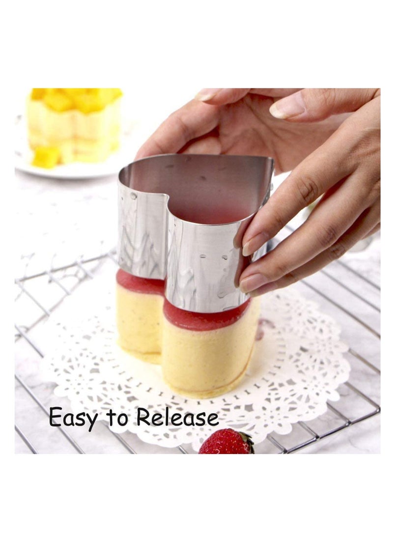 SYOSI Stainless Steel Cooking Rings Set with Pusher Stainless Steel Food Rings for Cooking Crumpets Eggs Pastry Mousse Desserts  - Image 2