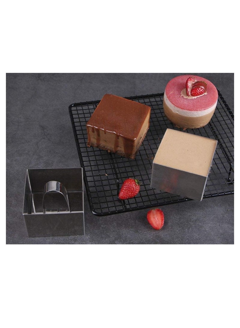SYOSI Stainless Steel Cooking Rings Set with Pusher Stainless Steel Food Rings for Cooking Crumpets Eggs Pastry Mousse Desserts  - Image 5