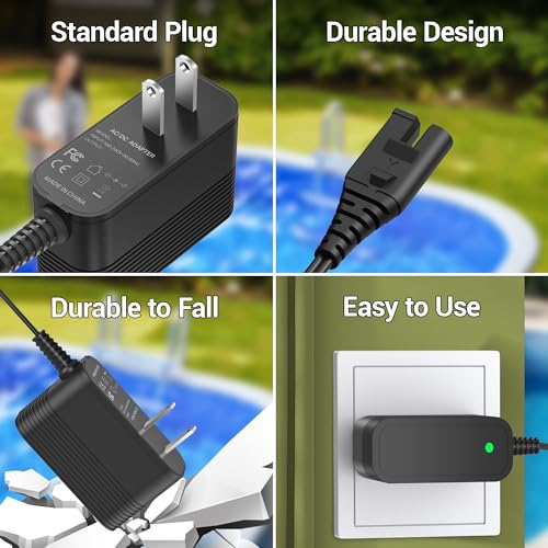 XHUCHINMAL Power Cord for Pool Blaster Charger Compatible with Pool Blaster Vacuum 22151EL Catfish Li 20050CL 24050GL 26050SL 26051SL Ultra 21051DL 23051EL 21051DL Water Tech LC099-2SK Cordless Pool Vacuum Cord - Image 5