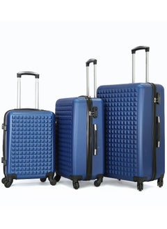 GIORDANO 3-Piece ABS Hardside Spinner Iron Rod Luggage Trolley Set With TSA Lock 20/24/28 Inch Blue  - Image 1