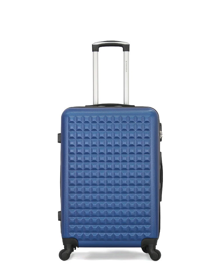 GIORDANO 3-Piece ABS Hardside Spinner Iron Rod Luggage Trolley Set With TSA Lock 20/24/28 Inch BLUE