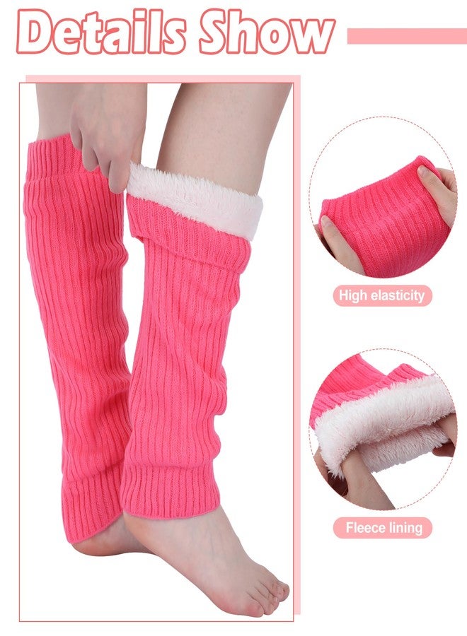 Chuarry 3 Pairs Winter Fleece Lined Leg Warmer for Women Skating Leg Warmer Long Boot Socks for Women Skating Every Day Wear, Rose Red,pink, White, One size - Image 4