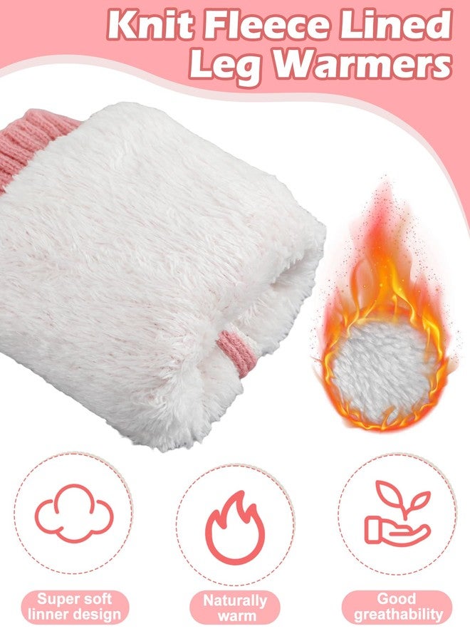 Chuarry 3 Pairs Winter Fleece Lined Leg Warmer for Women Skating Leg Warmer Long Boot Socks for Women Skating Every Day Wear, Rose Red,pink, White, One size - Image 2