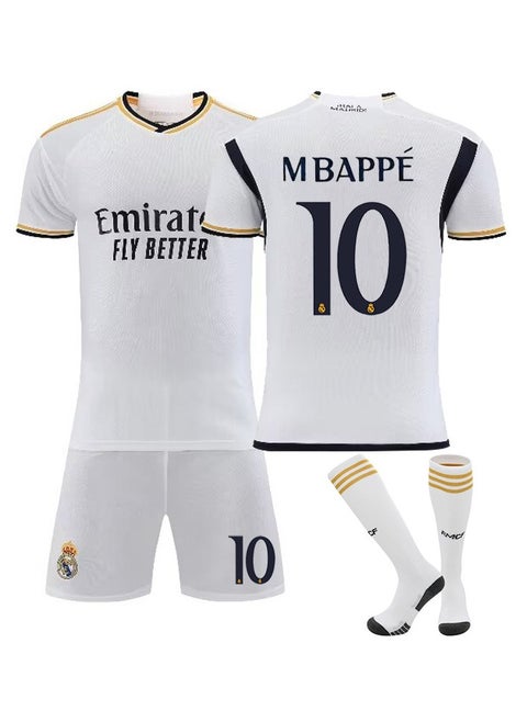 2023-2024 Real Madrid Home Football Jersey MBAPPE#10 Football Jersey/Shorts Socks Gift Set Kids Size & Adult Size, Gifts for Fan Friends