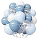 YMSZ Dusty Blue Balloons 50pcs 12 inch Dusty Blue Light Blue and White Transparent Balloons for Baby Shower Theme Party Supplies Wedding Birthday Graduation Party Decorations - Image 2